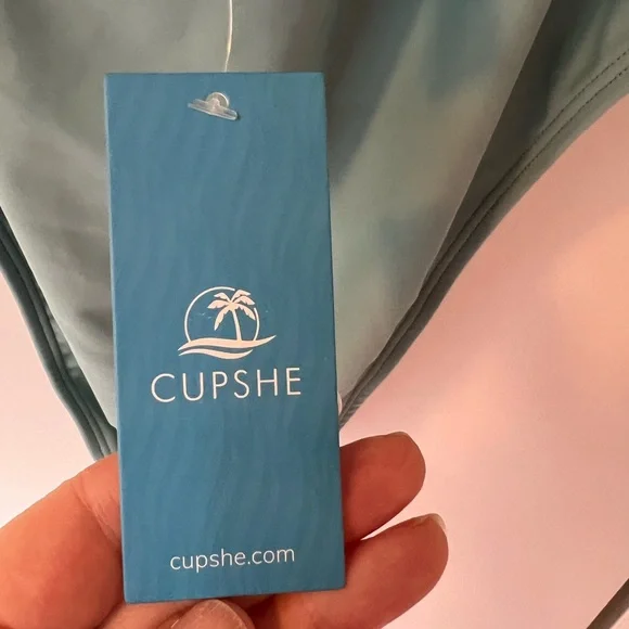 Cupshe Sleek Halter One-Piece Swimsuit in Light Blue - Picture 5 of 8